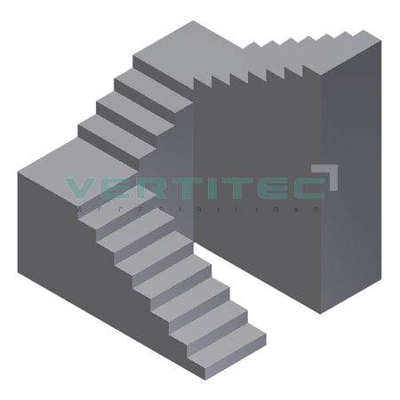 Escalera con dos curvas de 90º
